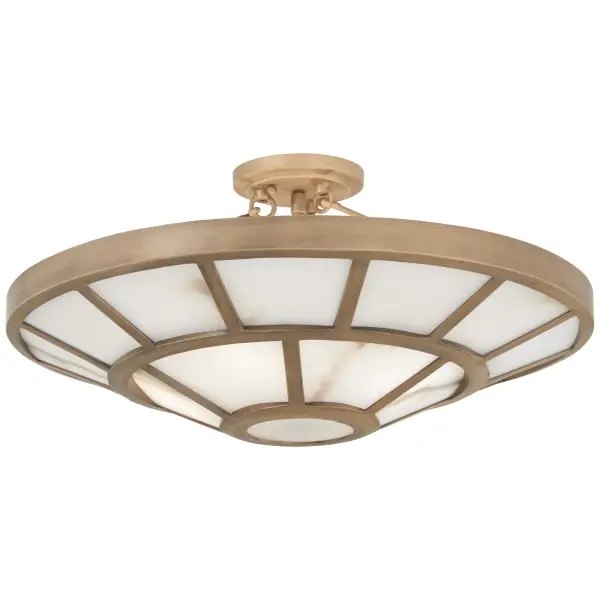 The Istria semi-flush mount combines traditional elegance with practical ceiling clearance. Natural alabaster panes diffuse light beautifully while the ashen gold finish adds warmth to any space.