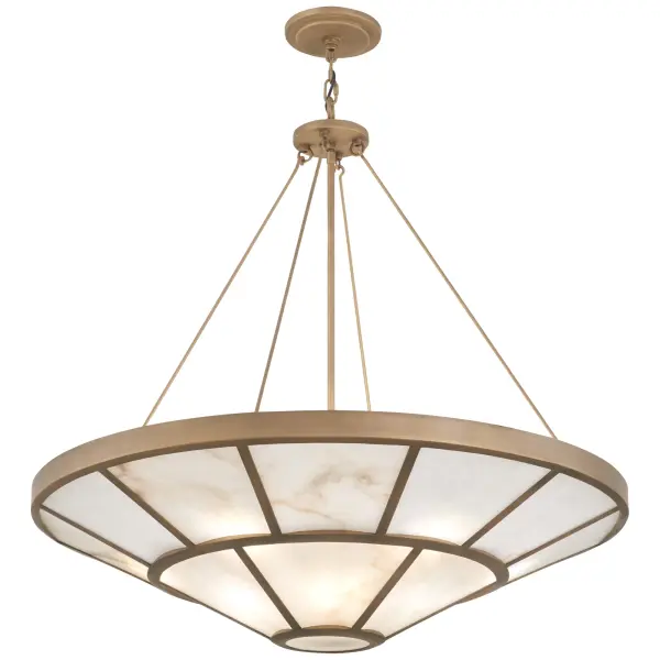 The Istria 12-Light Pendant combines Old World elegance with natural beauty through its natural alabaster panes and warm Ashen Gold finish. At 36 inches wide, this substantial fixture creates dramatic ambiance in formal spaces.