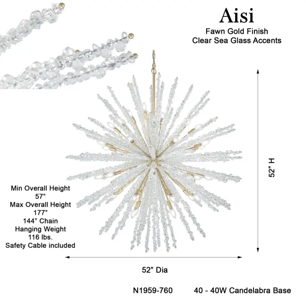 Aisi 52" 40-Light Chandelier in Fawn Gold - Image 3