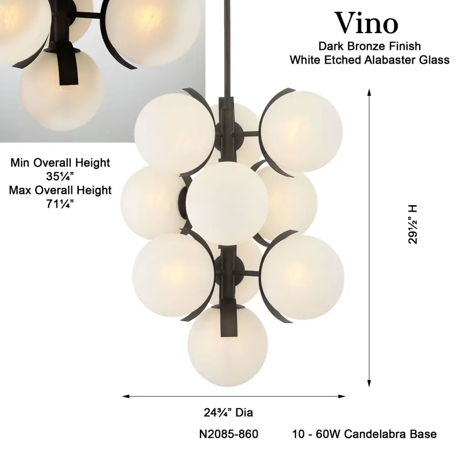 Vino 10-Light Pendant in Dark Bronze - Image 3