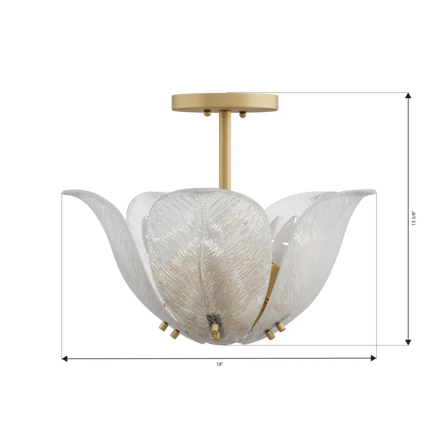 Orchid 18" 5-Light Semi-Flush Mount in Legacy Brass - Image 3
