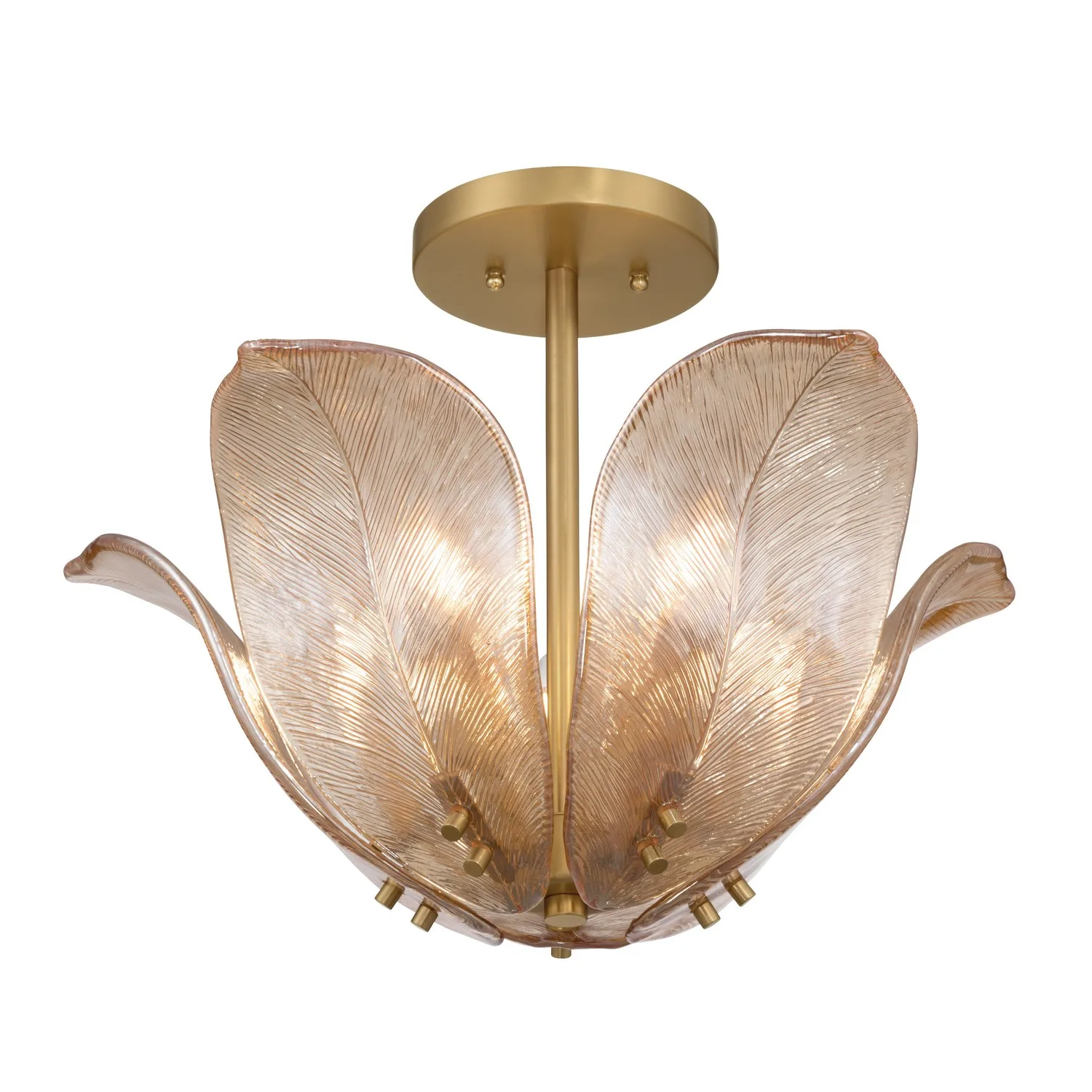 Orchid Five Light Semi-Flush Mount in Legacy Brass