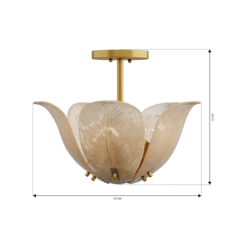 Orchid 18" 5-Light Semi-Flush Mount in Legacy Brass - Image 4
