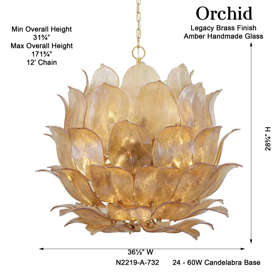 Orchid 35.5" 24-Light Pendant in Legacy Brass - Image 3