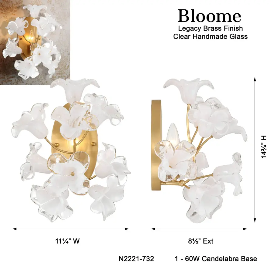 Bloome 14.75" Wall Sconce in Legacy Brass - Image 2
