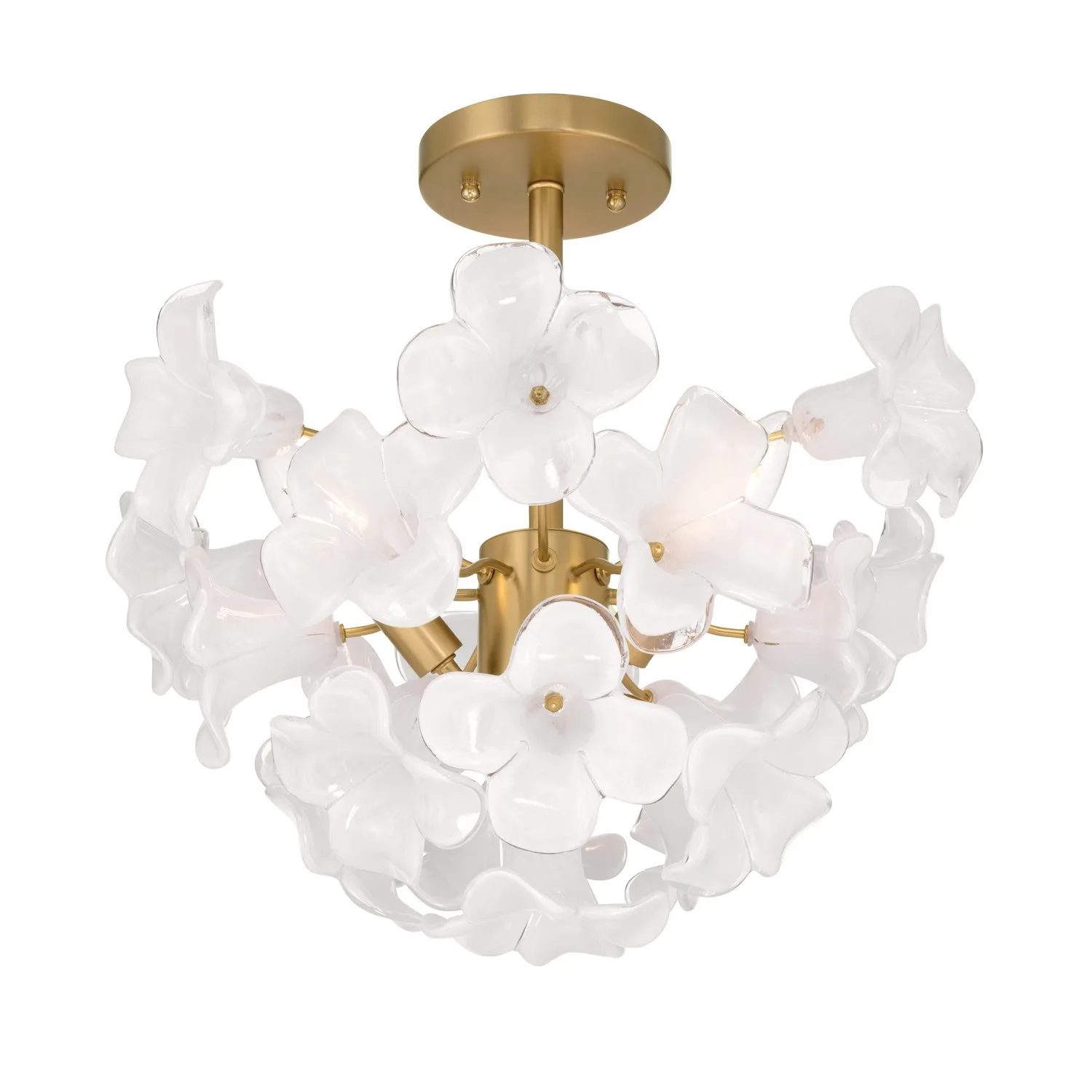 Bloome Three Light Semi-Flush Mount in Legacy Brass
