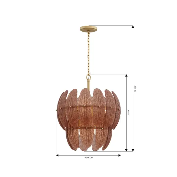 6-Light Pendant - Legacy Brass with Brown Textured Handmade Glass - alternate view
