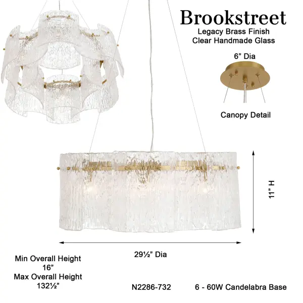 Brookstreet 29.5" 6-Light Pendant in Legacy Brass - Image 3