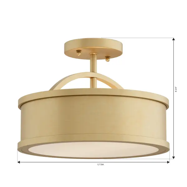 Wynn 12" 2-Light Semi-Flush Mount in Legacy Brass - Image 4