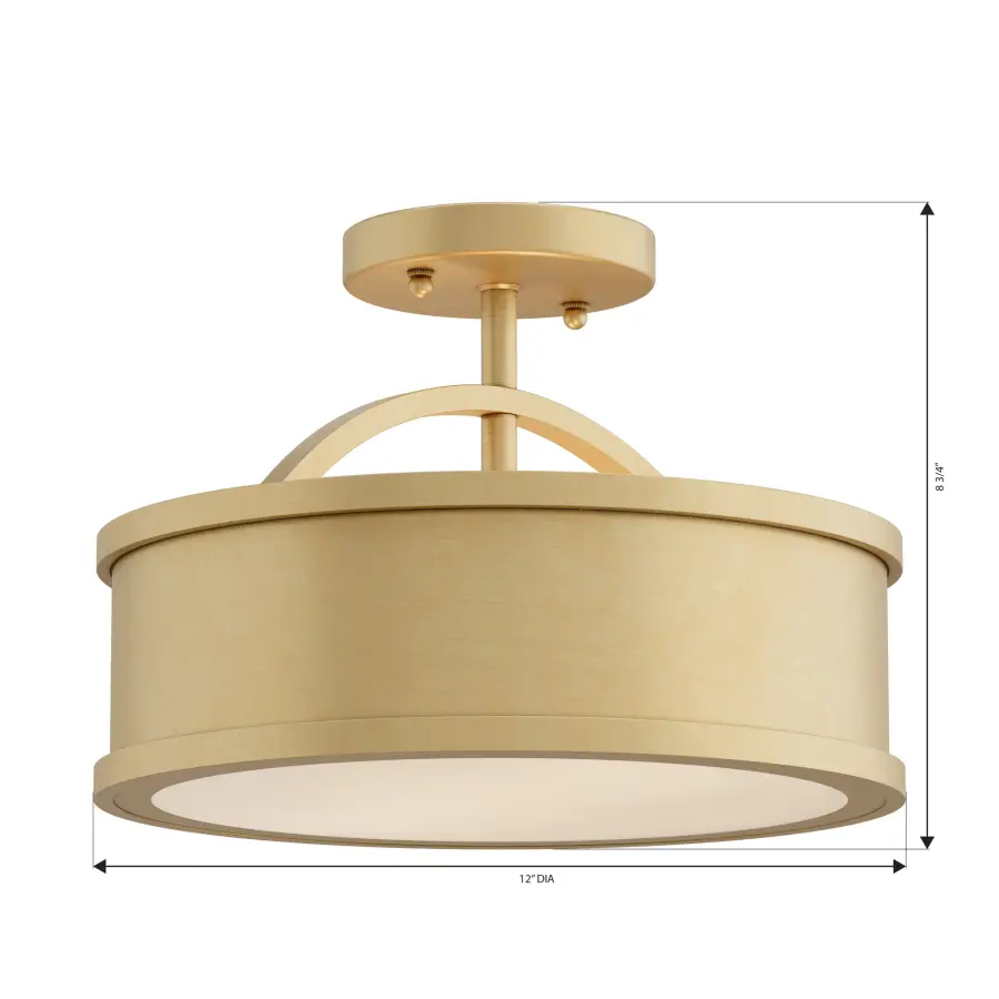 Wynn 12" 2-Light Semi-Flush Mount in Legacy Brass - Image 4
