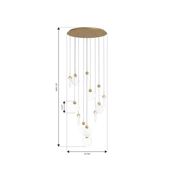 LED Pendant - Legacy Brass with Clear Textured Handmade Glass - alternate view
