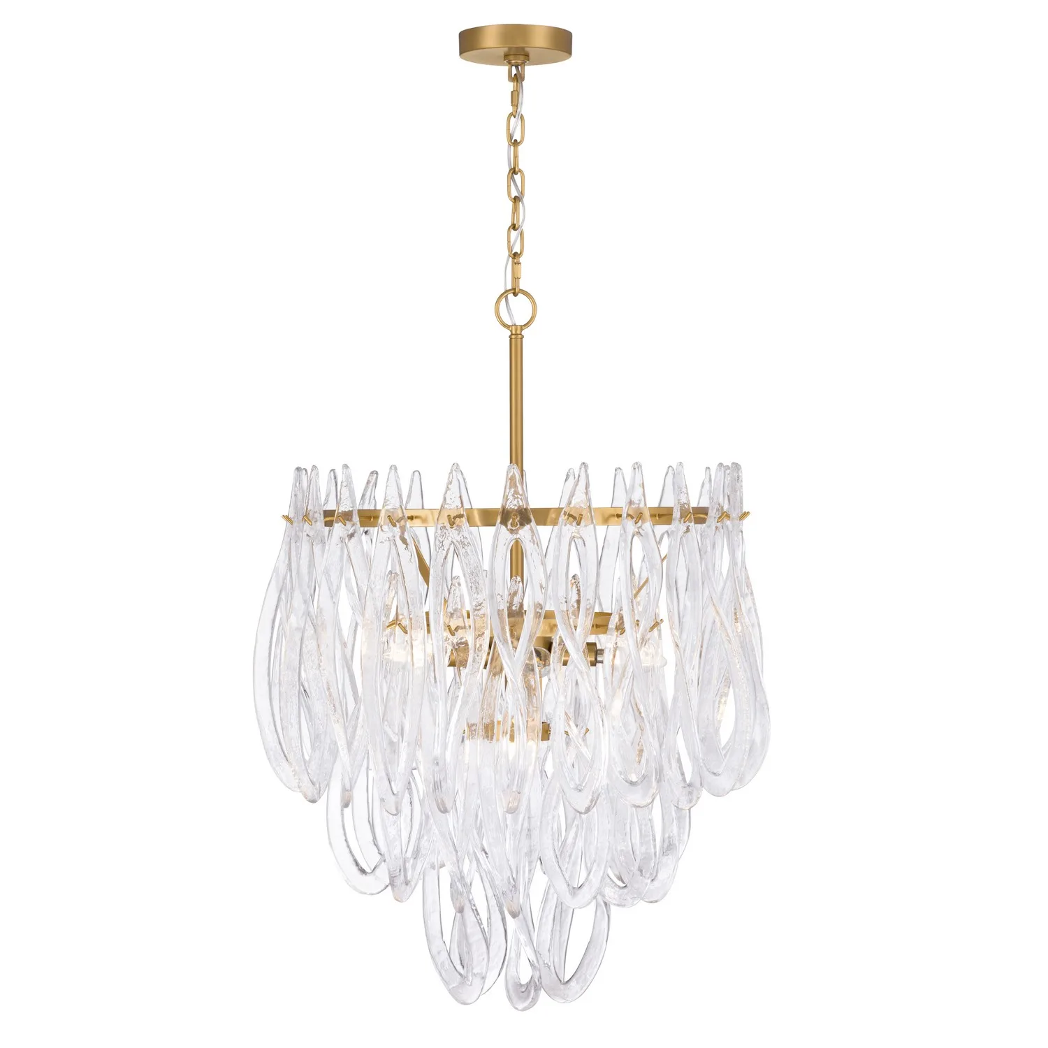 Glassara Six Light Pendant in Legacy Brass