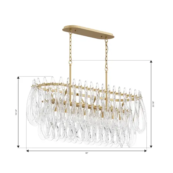 Glassara 48" 8-Light Linear Chandelier in Legacy Brass - Image 4