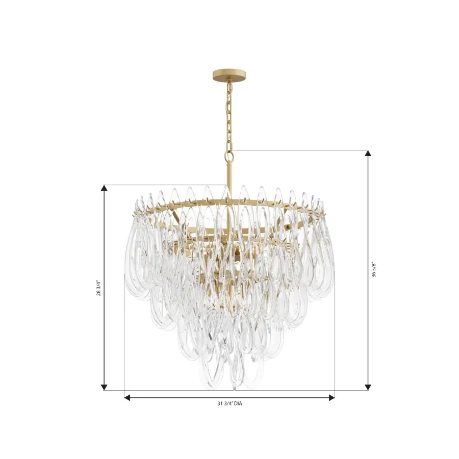 Glassara 31.75" 10-Light Pendant in Legacy Brass - Image 4