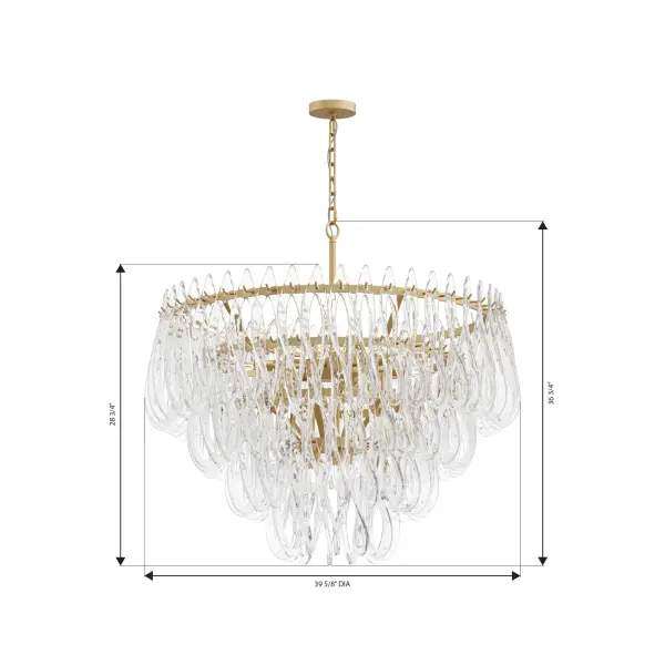 10-Light Pendant - Legacy Brass with Clear Twisted Handmade Glass - alternate view