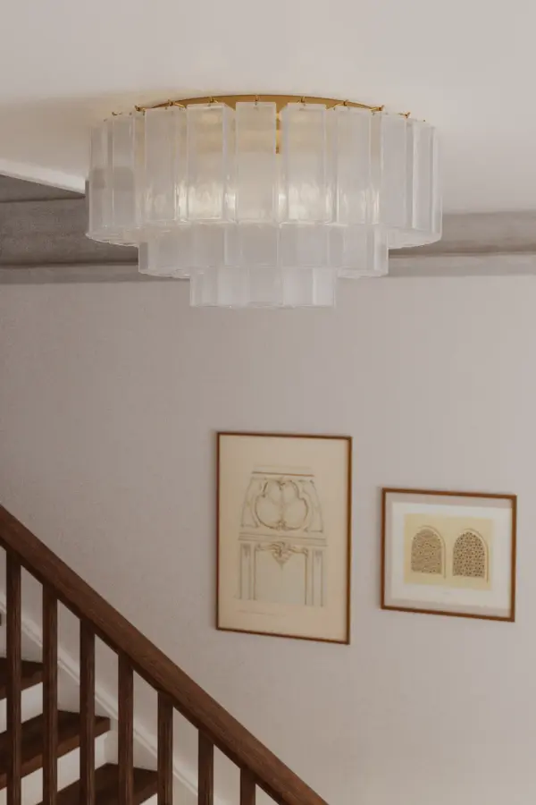 7-Light Flush Mount - Legacy Brass with Clear Handmade Glass - alternate view