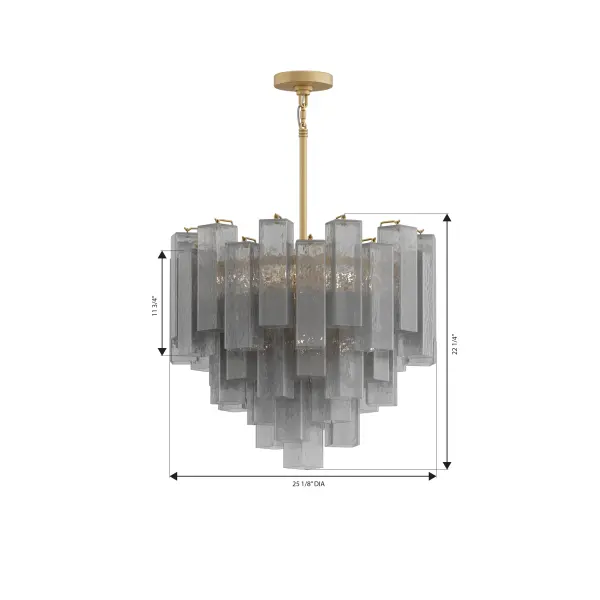 9-Light Pendant - Legacy Brass with Grey Smoke Handmade Glass - alternate view