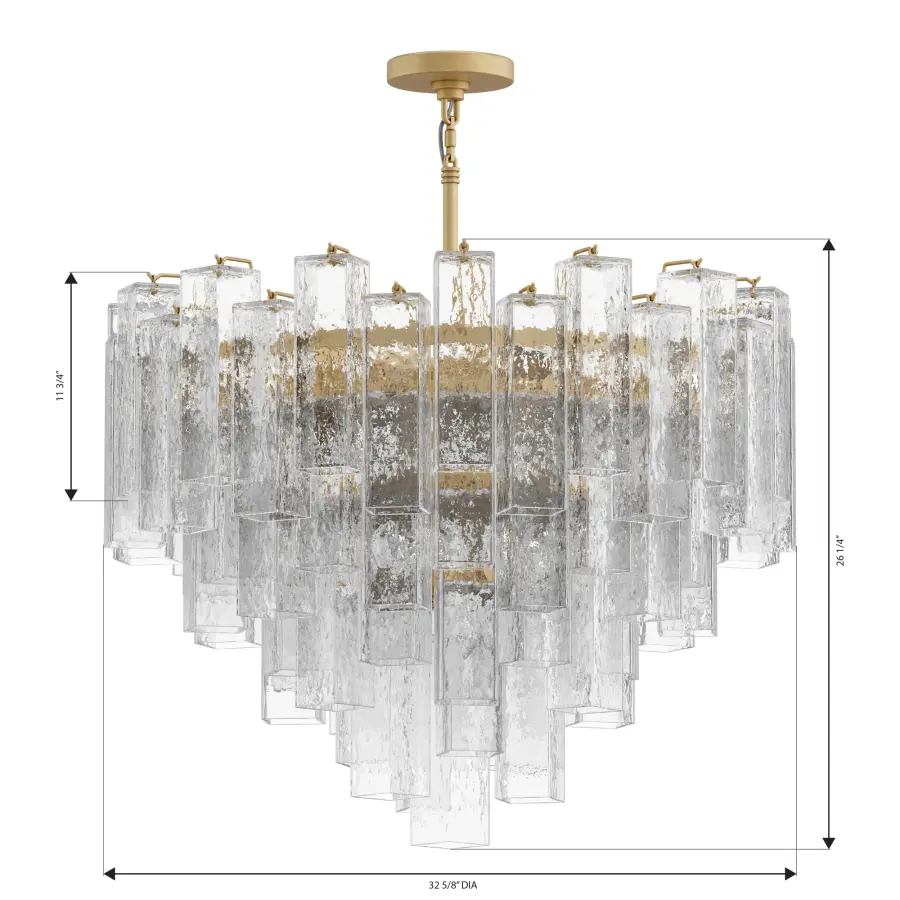 Torvento 32.75" 15-Light Pendant in Legacy Brass - Image 3