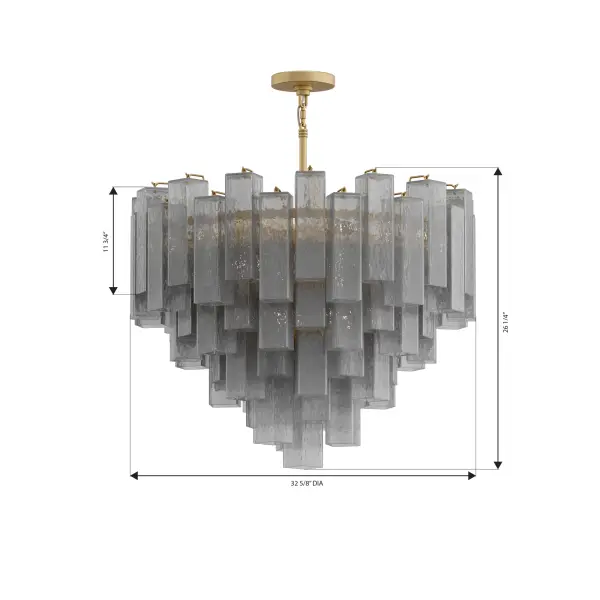 15-Light Pendant - Legacy Brass and Grey Smoke Handmade Glass - alternate view
