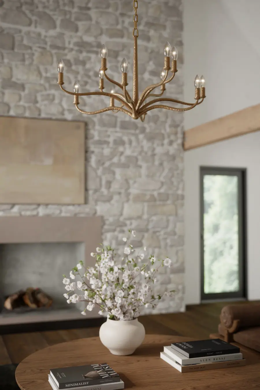 Dorianne 34" 12-Light Chandelier in Textured Dusken Brass - Image 3