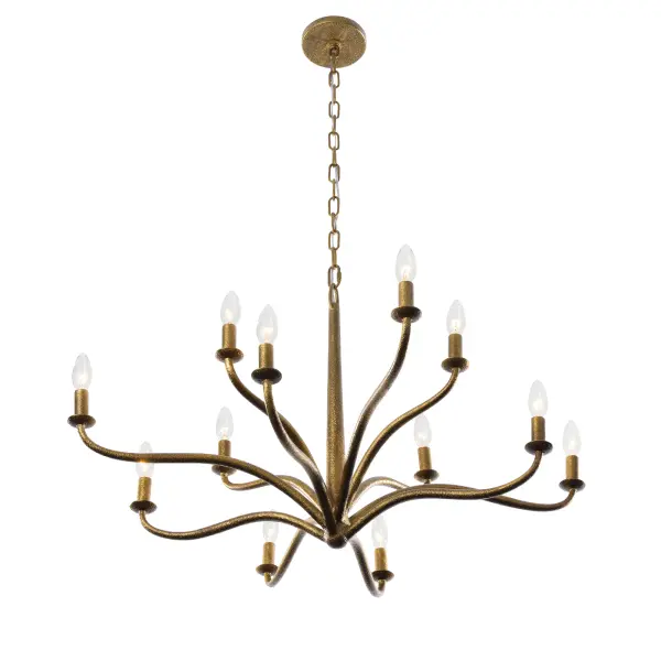 Dorianne 34" 12-Light Chandelier in Textured Dusken Brass - Image 7