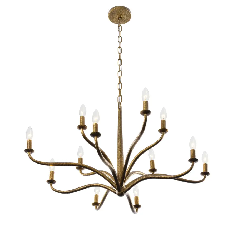 Dorianne 34" 12-Light Chandelier in Textured Dusken Brass - Image 7