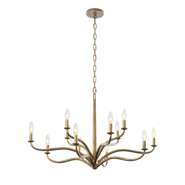 Dorianne 34" 12-Light Chandelier in Textured Dusken Brass - Image 8