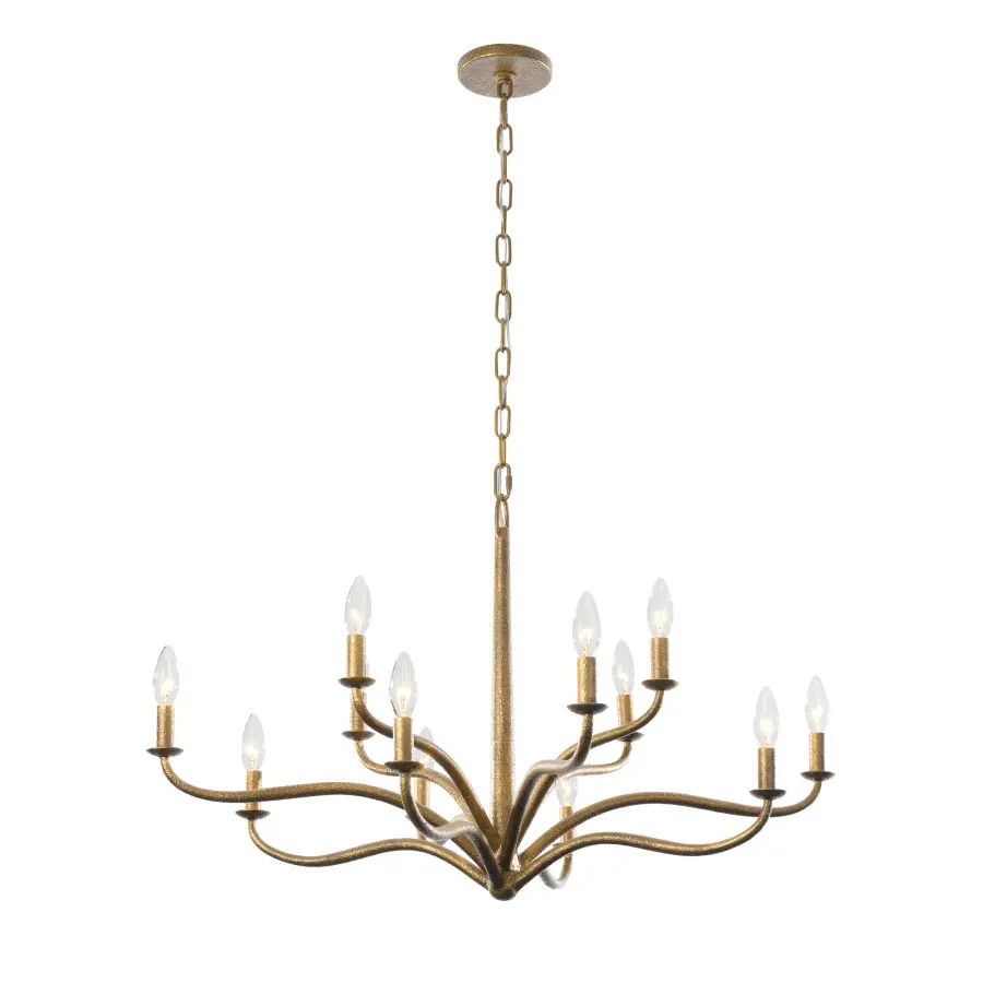 Dorianne 34" 12-Light Chandelier in Textured Dusken Brass - Image 8