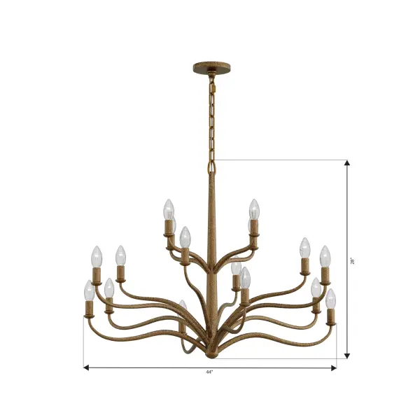 16-Light Chandelier - Textured Dusken Brass - alternate view