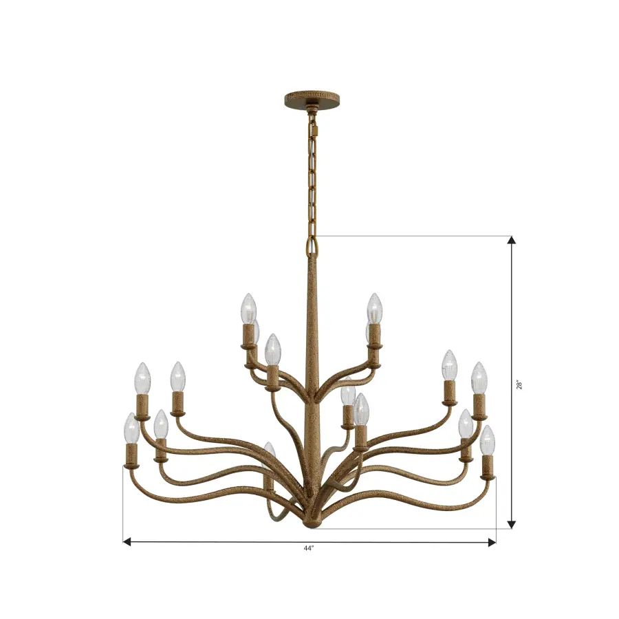 Dorianne 44" 16-Light Chandelier in Textured Dusken Brass - Image 2