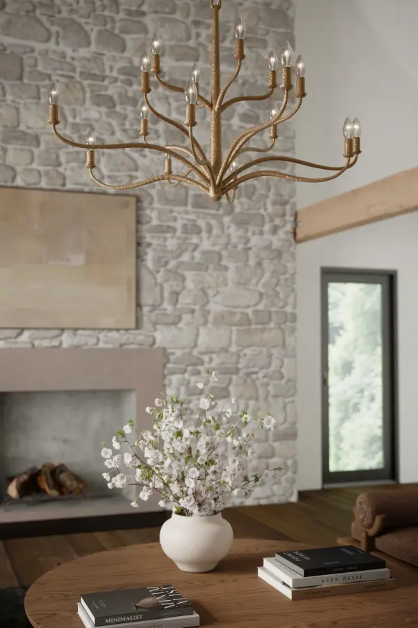 Dorianne 44" 16-Light Chandelier in Textured Dusken Brass - Image 4