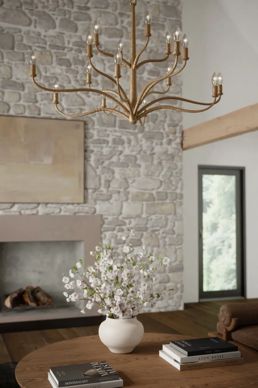 Dorianne 44" 16-Light Chandelier in Textured Dusken Brass - Image 4