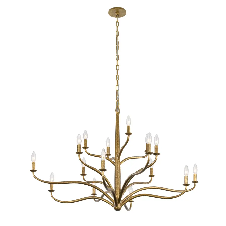 Dorianne 44" 16-Light Chandelier in Textured Dusken Brass - Image 8