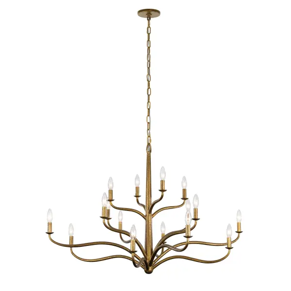 Dorianne 44" 16-Light Chandelier in Textured Dusken Brass - Image 9