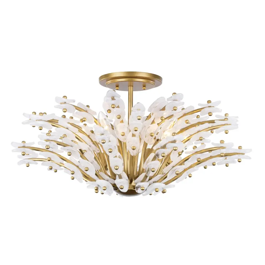 Sorra 24" 6-Light Semi-Flush Mount in Legacy Brass - Image 1
