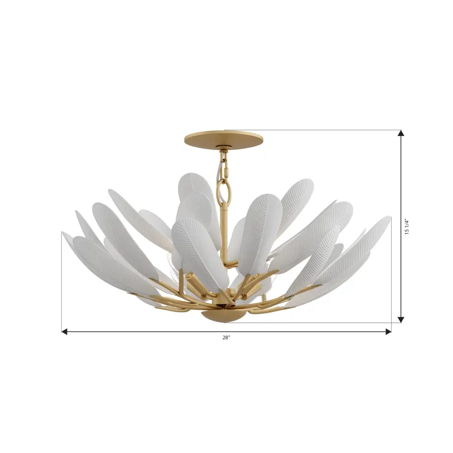 Vellinor 28" 4-Light Semi-Flush Mount in Legacy Brass - Image 2
