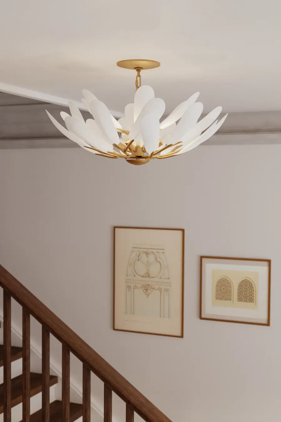 Vellinor 28" 4-Light Semi-Flush Mount in Legacy Brass - Image 3
