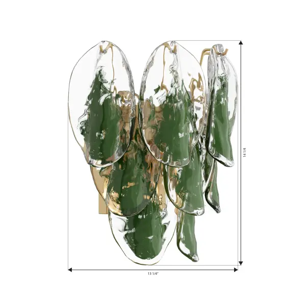 2-Light Wall Sconce - Legacy Brass with Green and Clear Hand-Formed Glass - alternate view