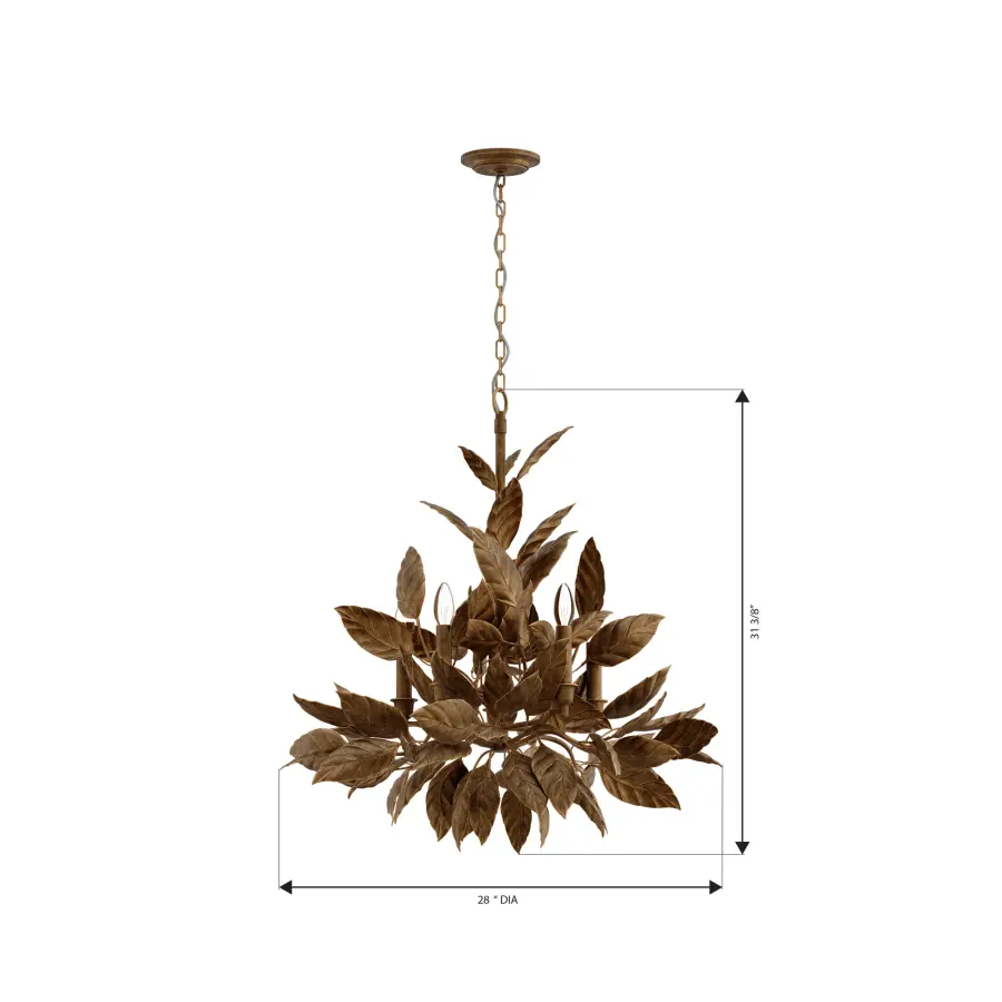 Seraphine 28" 6-Light Chandelier in Weathered Gold - Image 4