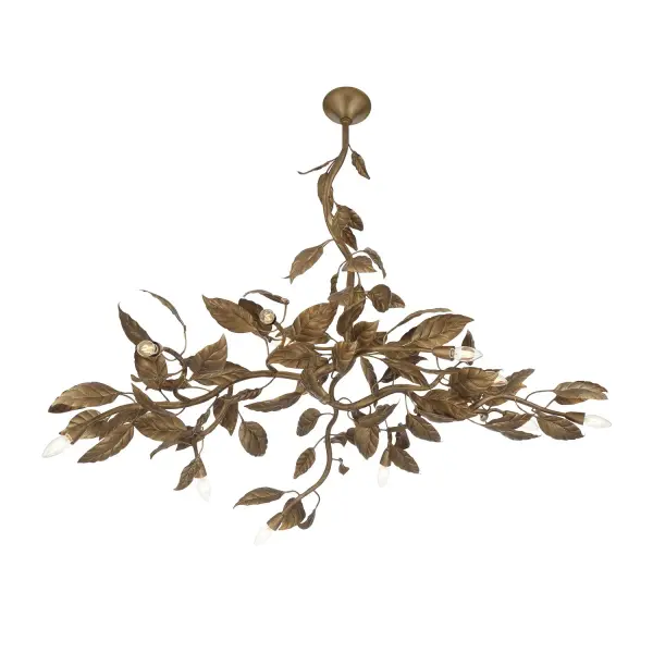 11-Light Linear Chandelier - Weathered Gold