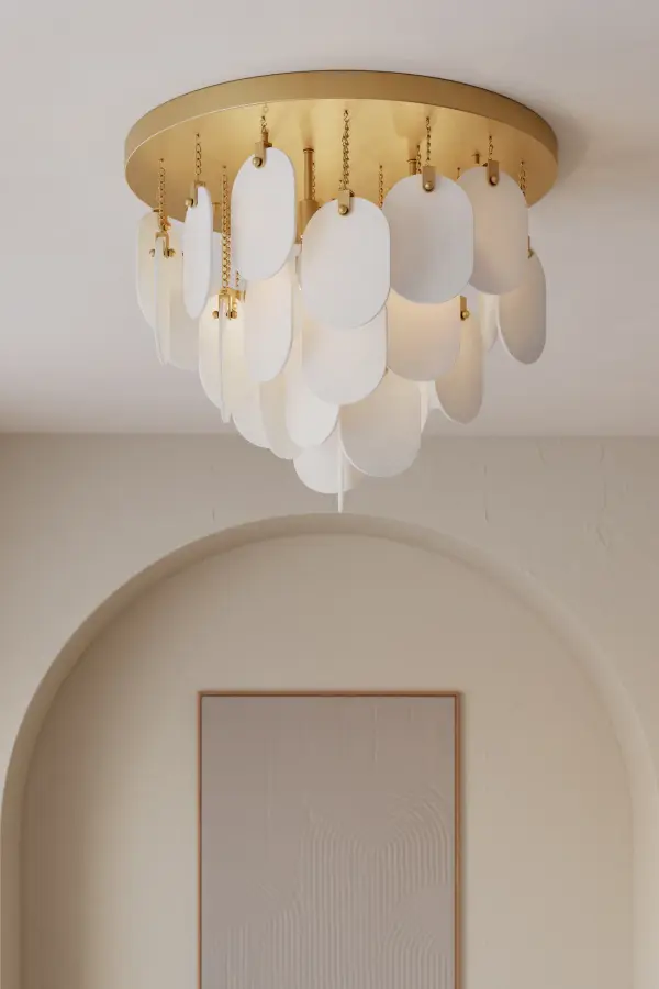5-Light Flush Mount - Legacy Brass and Alabaster - alternate view