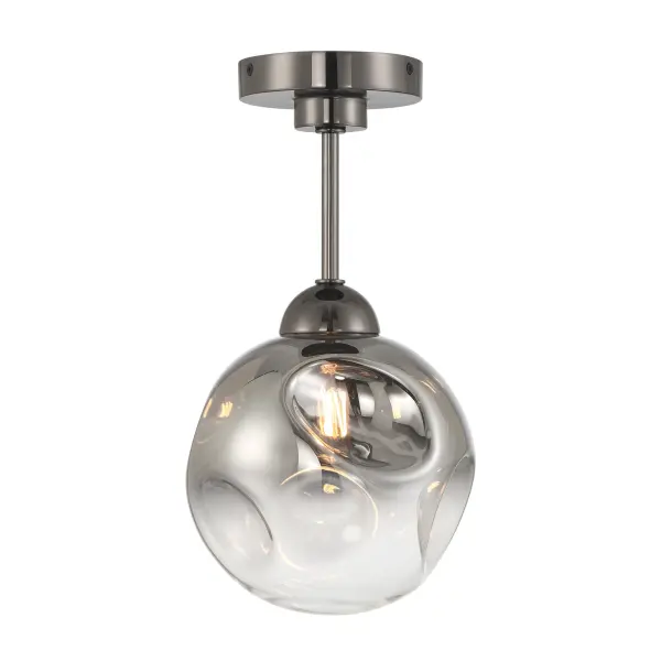 The Neveh semi-flush mount combines sleek gun metal finish with smoke grey glass for a contemporary look. Its compact 8-inch width makes it ideal for smaller spaces needing modern style without overwhelming the room.