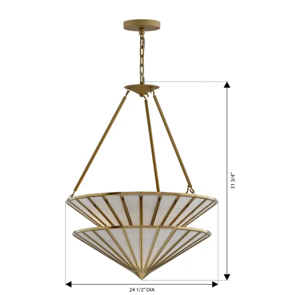 3-Light Pendant - Legacy Brass with White Handmade Glass - alternate view