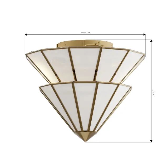 3-Light Semi-Flush Mount - Legacy Brass with White Handmade Glass - alternate view
