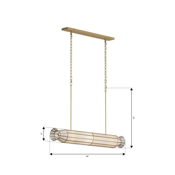 6-Light Linear Chandelier - Legacy Brass with White Handmade Glass - alternate view