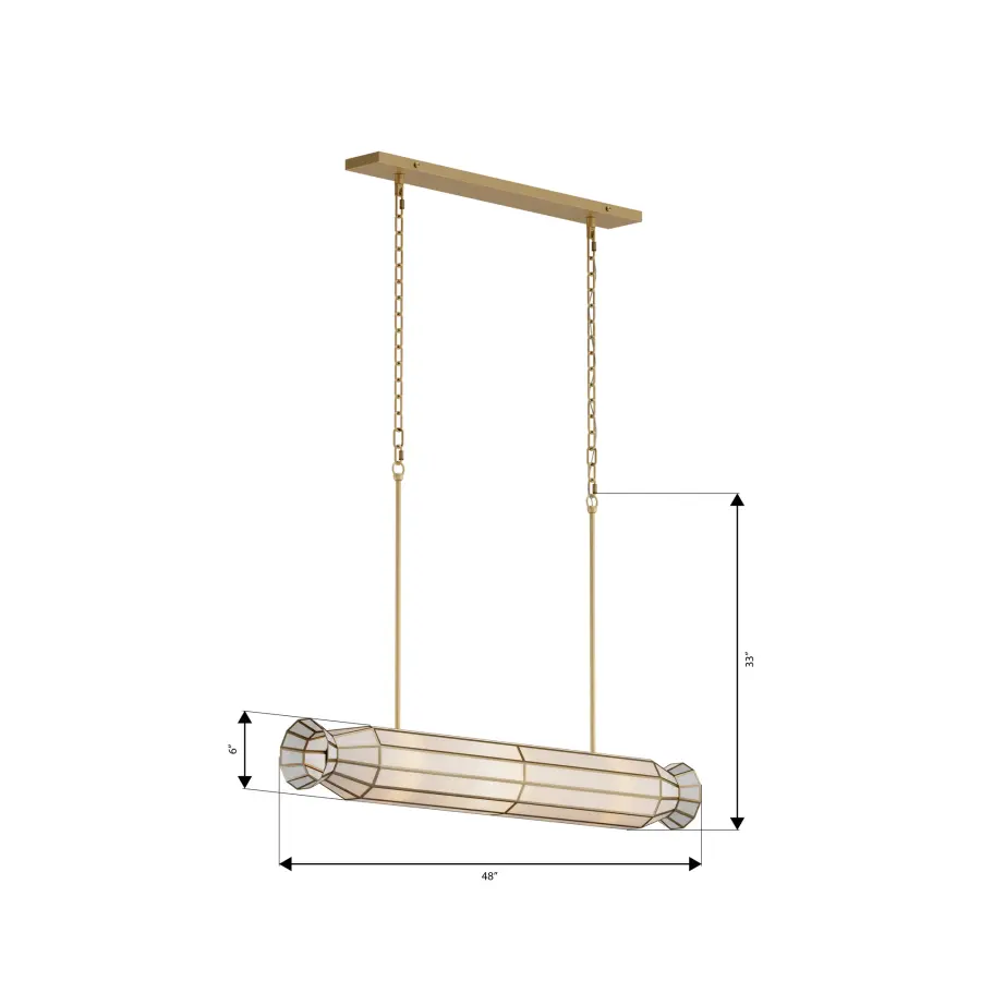Jaxen 48" 6-Light Linear Chandelier in Legacy Brass - Image 2