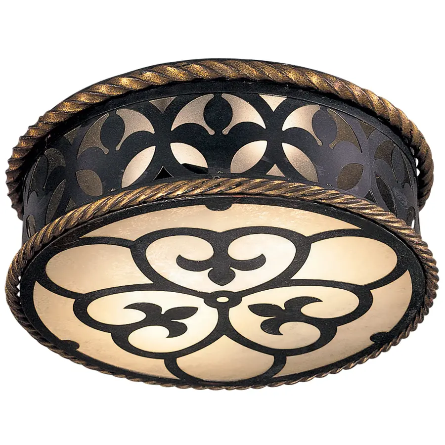 Montparnasse 2-Light Flush Mount in French Black with Gold Leaf