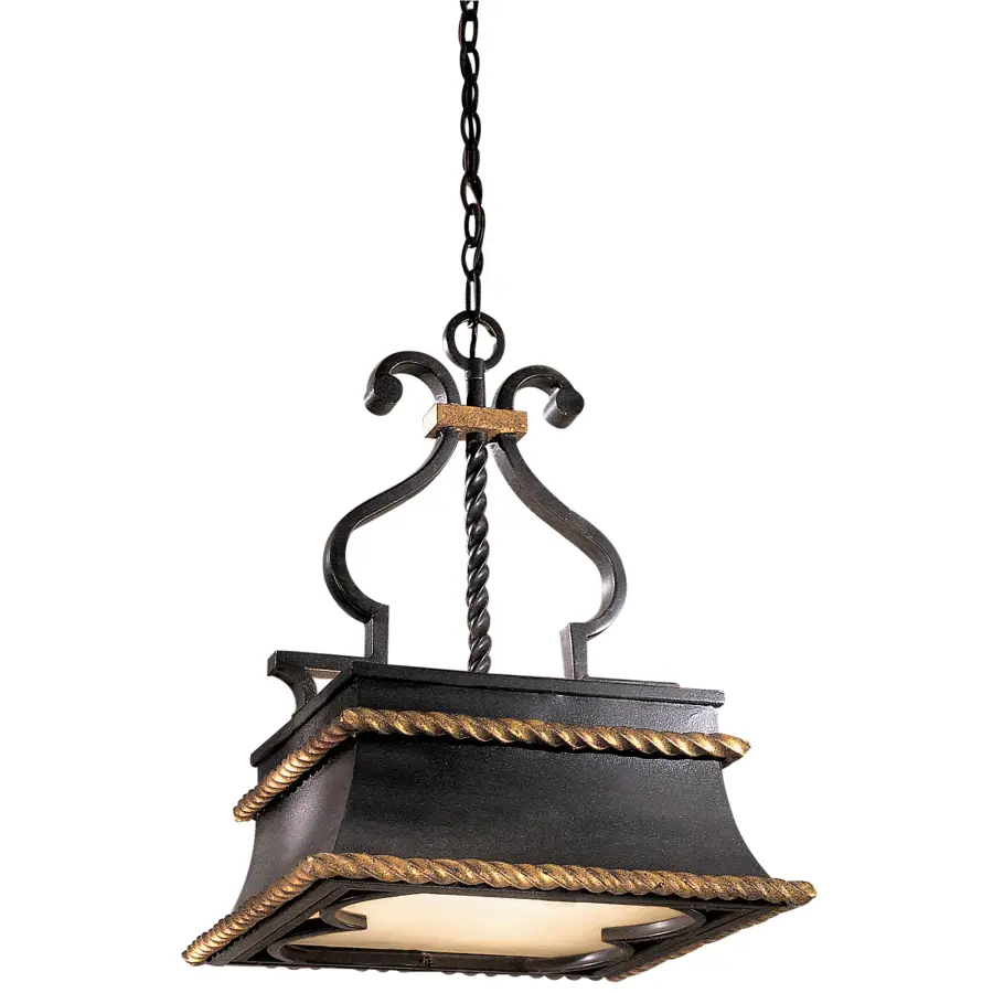 Montparnasse 3-Light Pendant in French Black with Gold Leaf