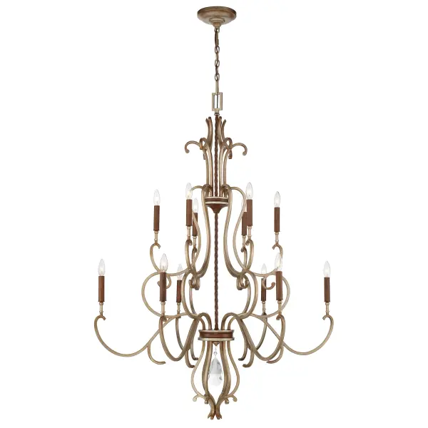 The Magnolia Manor chandelier brings timeless elegance with its 12-light design, pale gold finish, and crystal embellishments. At 42 inches wide, this statement piece commands attention in large dining rooms and grand foyers.