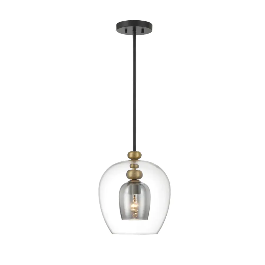 Amesbury 1-Light Pendant in Coal and Oxidized Aged Brass - Image 1